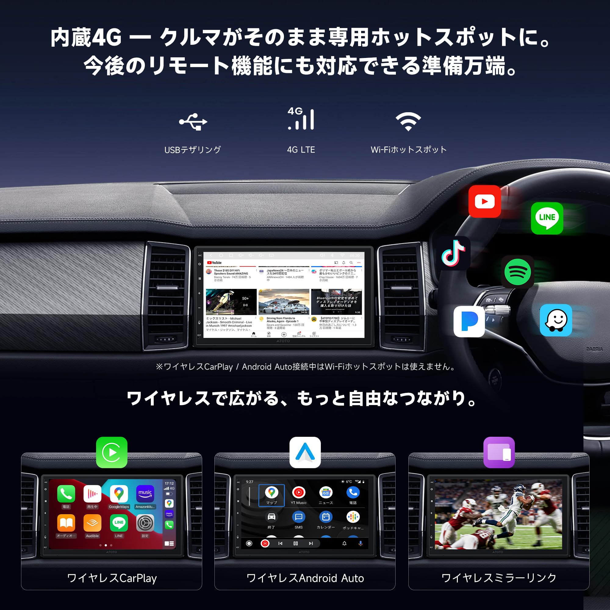 Amazon.co.jp: ATOTOZONE A7 Androidディスプレイオーディオ2DIN、7