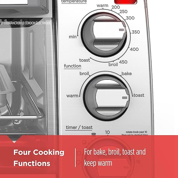 BLACK+DECKER 4-Slice Toaster Oven with Natural Convection, Stainless Steel, TO1760SS (TO1760SST-1)