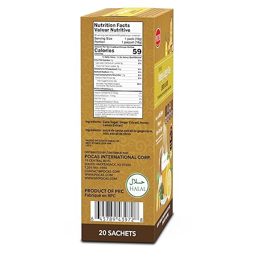 Miniatura 15 de Pocas Honey Ginger - Té instantáneo en polvo, sabor dátil, paquete de 2 unidades, extracto de jengibre y miel real, té sin cafeína, 20 paquetes por