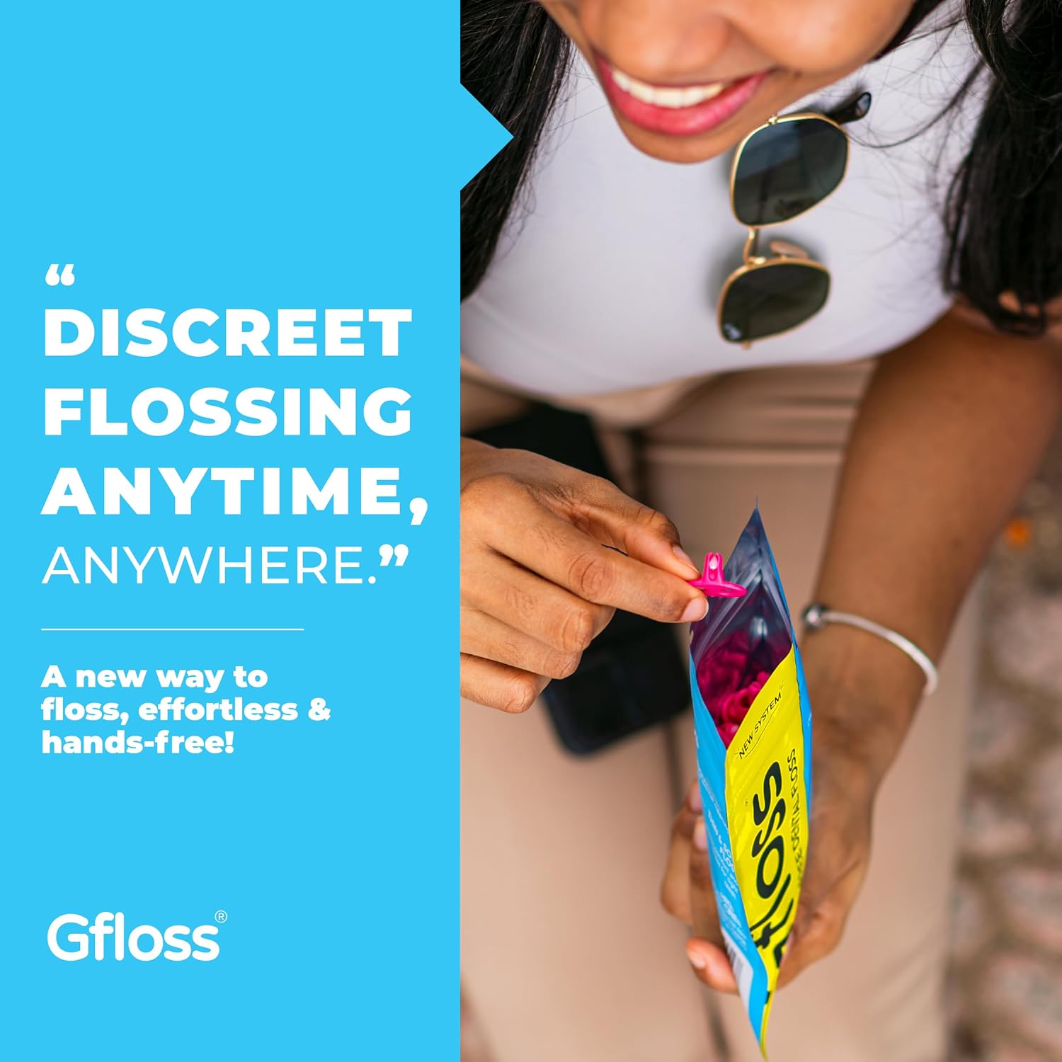 Gfloss Hands-Free Dental Floss - 40 Count - Easy to Use & Discreet Flossers for Adults | Travel Floss | Thin Soft Floss | Unwaxed Unflavored | PFAS-Free Oral Care