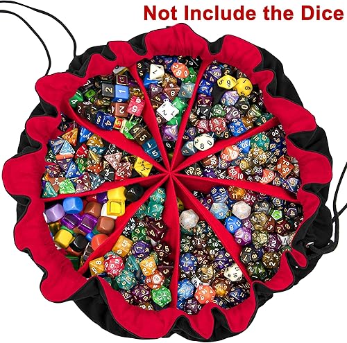 Miniatura 9 de SIQUK Bolsa de dados grande con bolsillos, bolsa de dados con cordón, bolsa de almacenamiento de dados DND, bolsa de dados de gran capacidad para