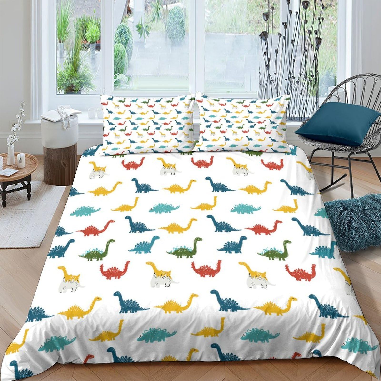 Ctjqhvkz Style-3 3D Printed Colorful Dinosaur Fitted Sheet Microfiber Soft Breathable Cartoon Bed Cover For Bedroom Guestroom Mattress Decor Single（135X200cm）