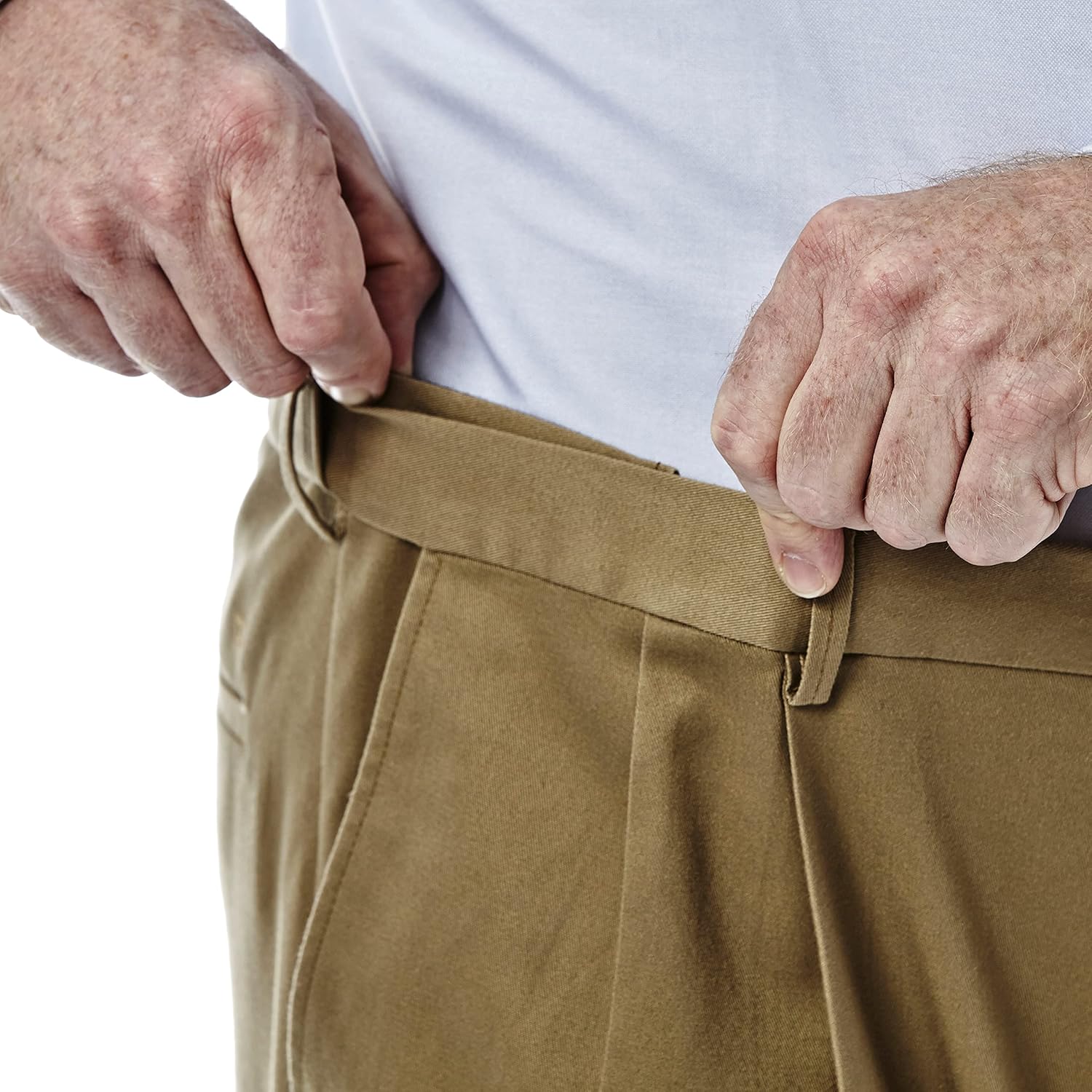 Haggar Men's Premium No Iron Khaki Classic Fit Pleat Front Pant (Regular and Big & Tall Sizes) - Image 4