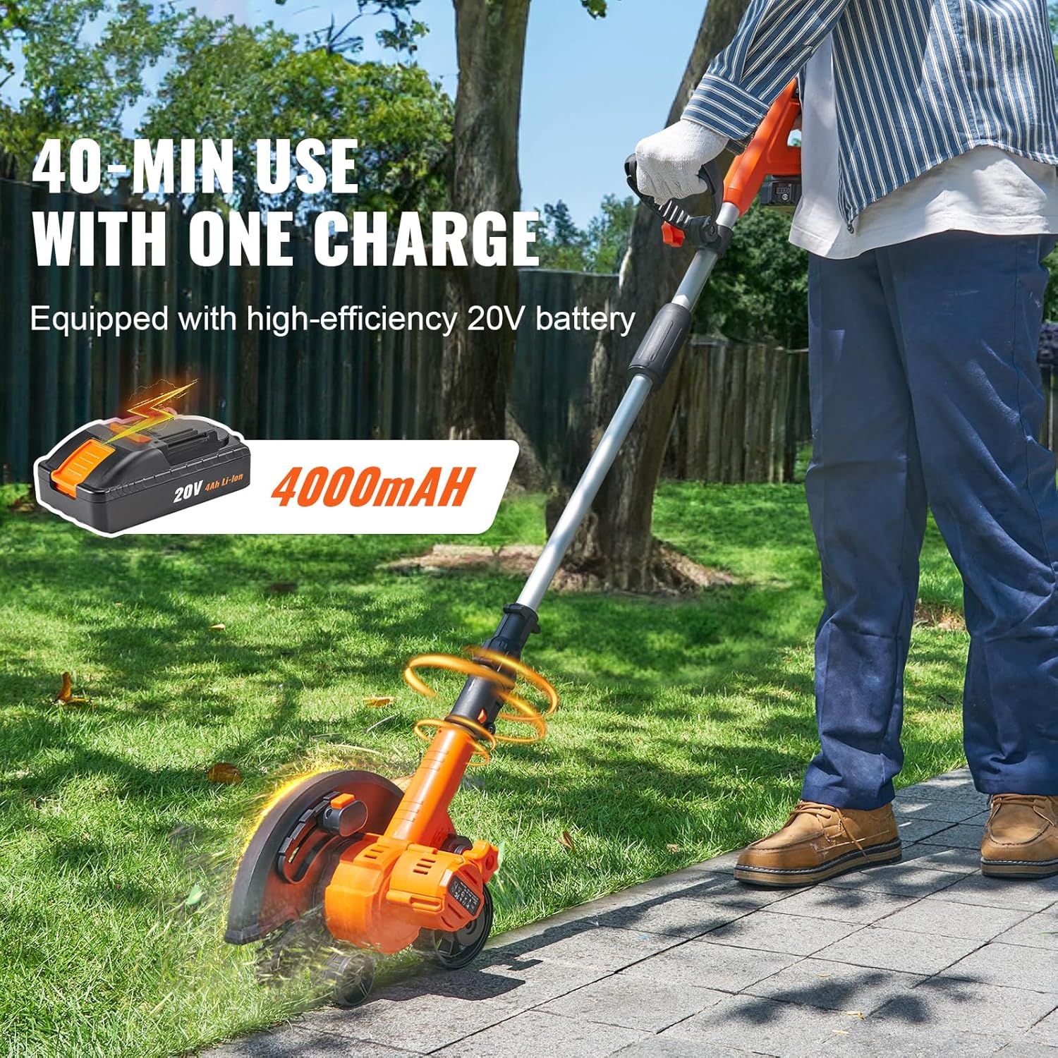 Happybuy Lawn Edger - 20V Cordless with 9-Inch Blade Effective Tool for Lawn, Driveway, Border & Sidewalk Edging