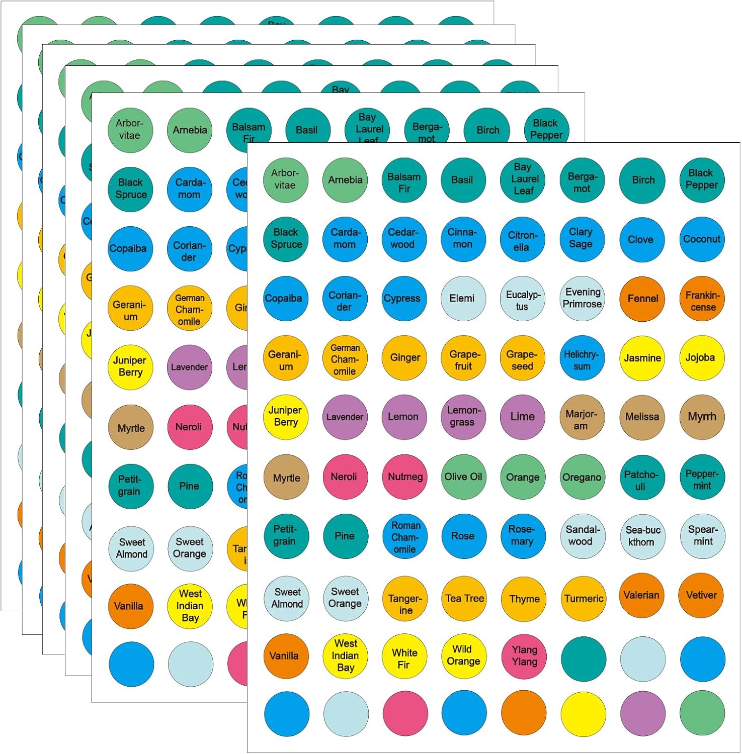 800PCS Essential Oils Labels for Bottle Caps