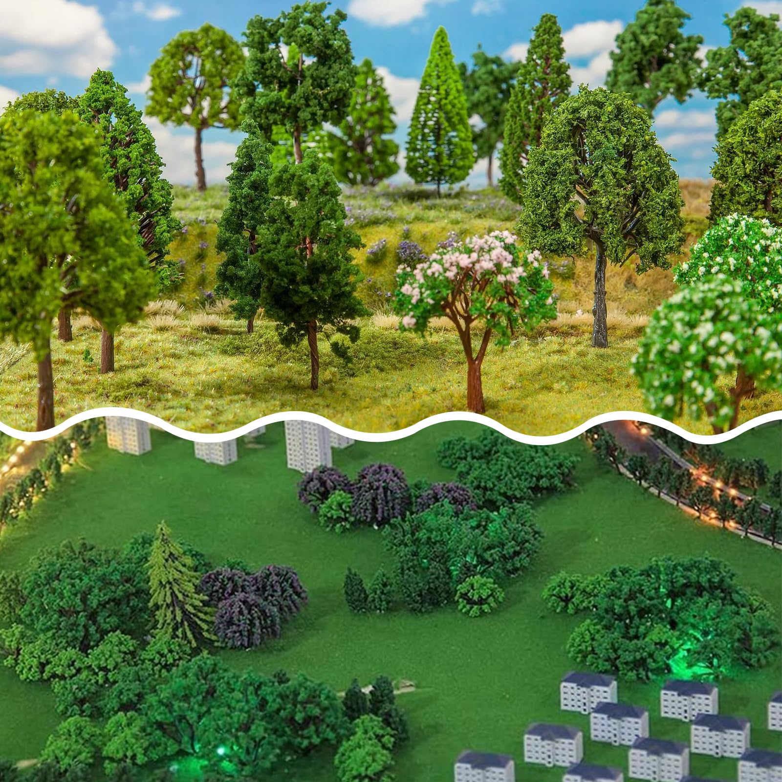 HSMHLYYB 50pcs Miniature Trees, Railway Trees, Diorama, Trees, Architecture, Trees, Model Making, Landscaping, Mixed Forest for DIY - Image 4