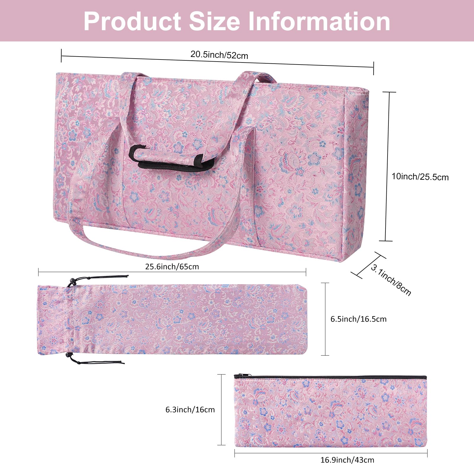 TIASUSAN Empty American Mahjong Set Bag, Pink Bag with Mahjong Tiles Bag and Mahjong All-in-One Rack/Pushers Drawstring Bag (Only Case