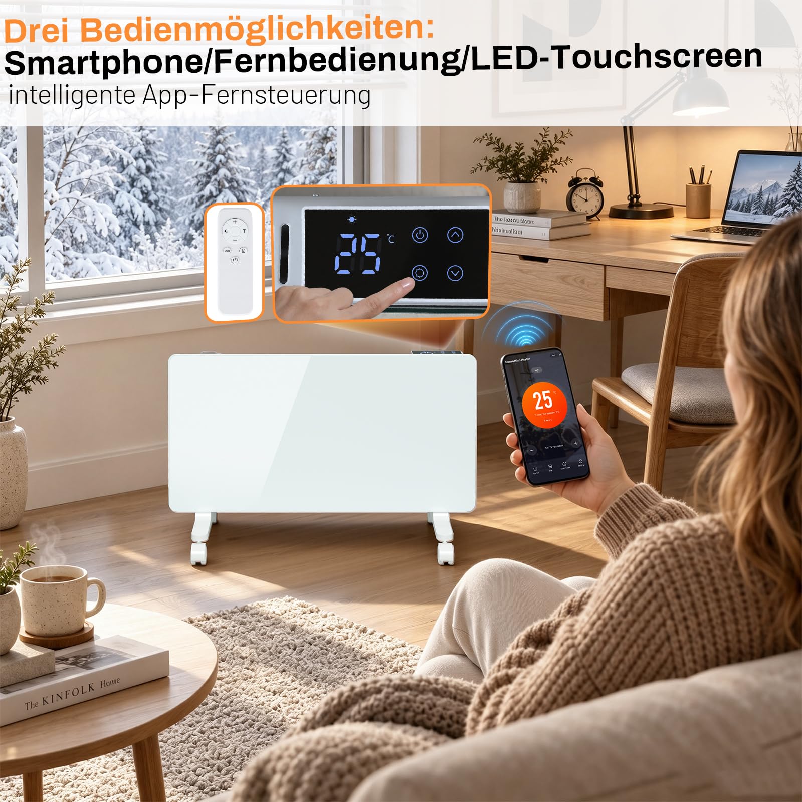 Duisech ogrzewanie konwektorowe, 2000 W, Wi-Fi, termostat, szklany front