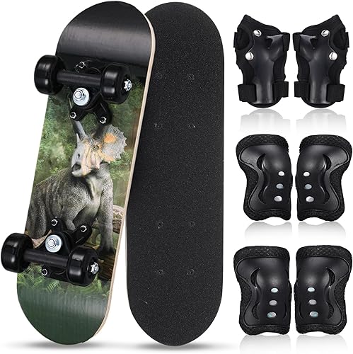 Vista 132 de Honoson Juego de 7 piezas de monopatín para niños pequeños, rodilleras, coderas, muñequeras