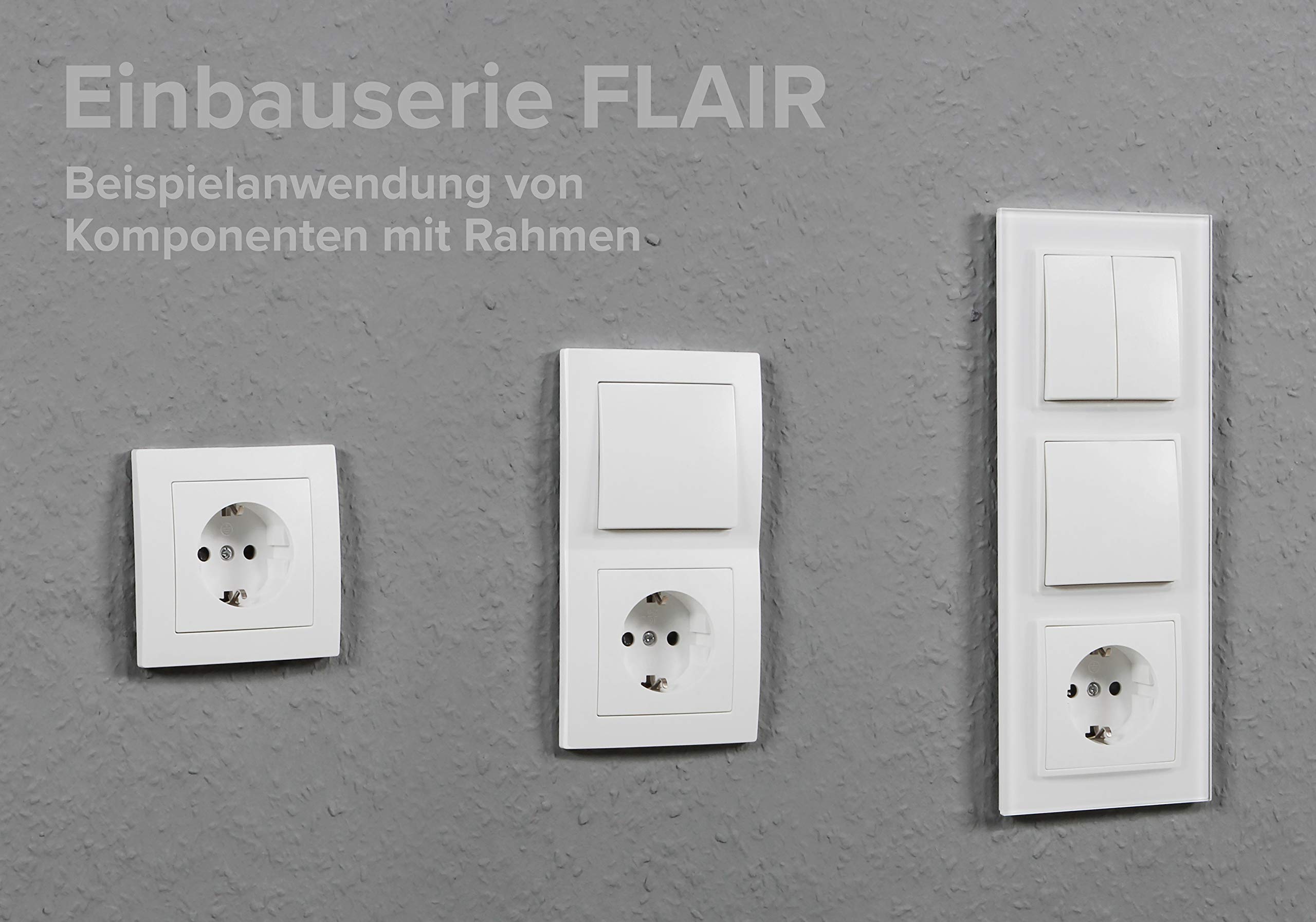 MC POWER - 20er Pack Wechselschalter mit Rahmen | FLAIR | Schalter-Set mit Rahmen, Klemmanschluss, weiß, matt