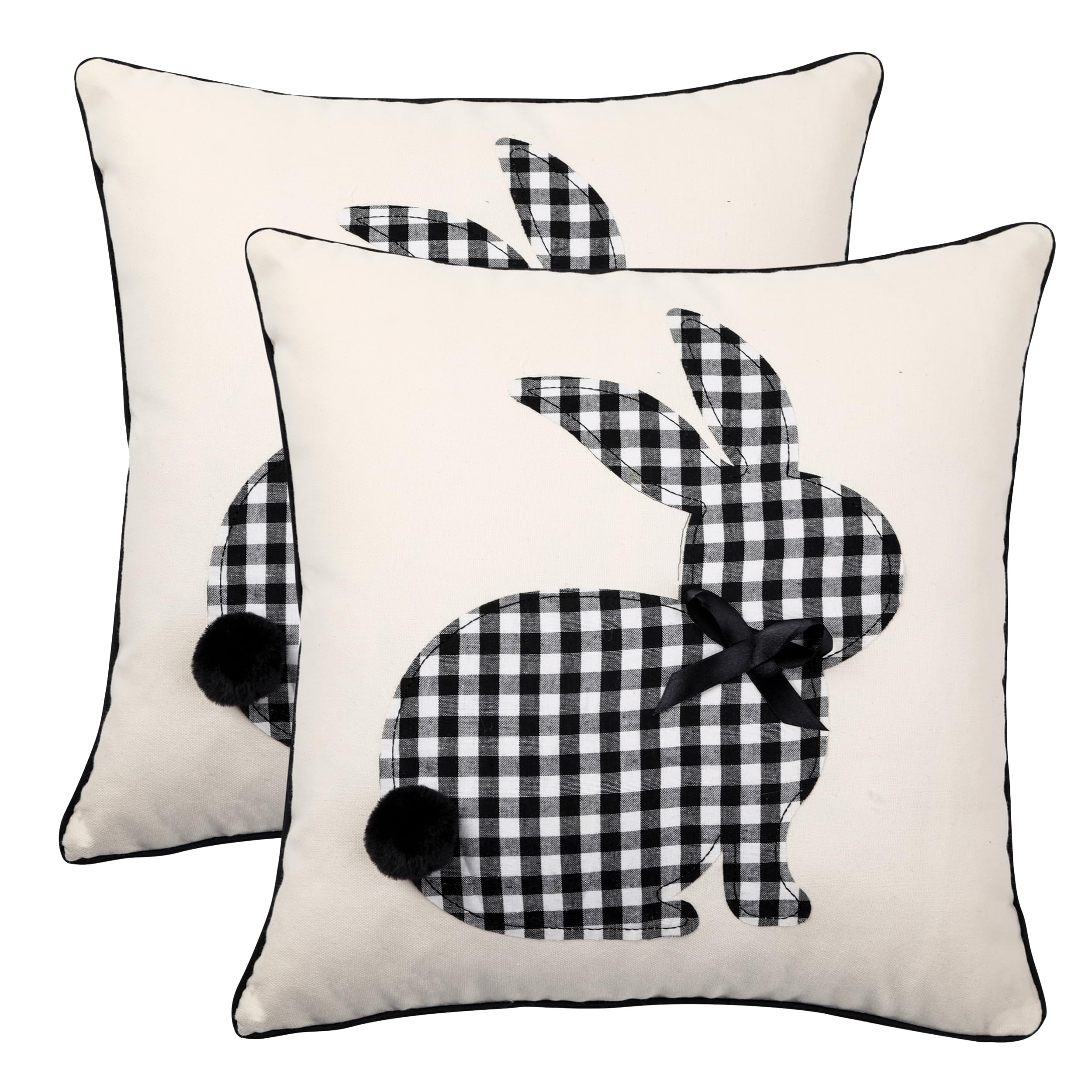 Housses de coussin velours de Pâques Tosleo design élégant noir et blanc