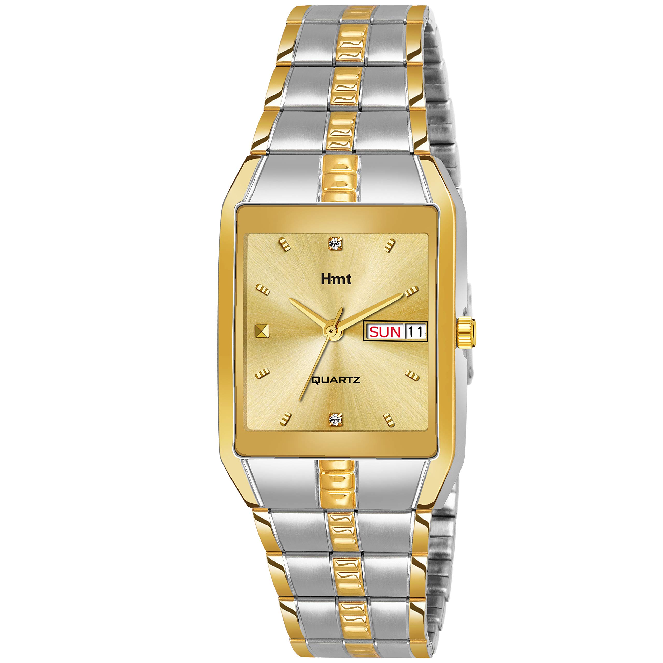 hamtGold Dial Day and Date Watch - HT-GSQ1180-GLD-SLVGLD