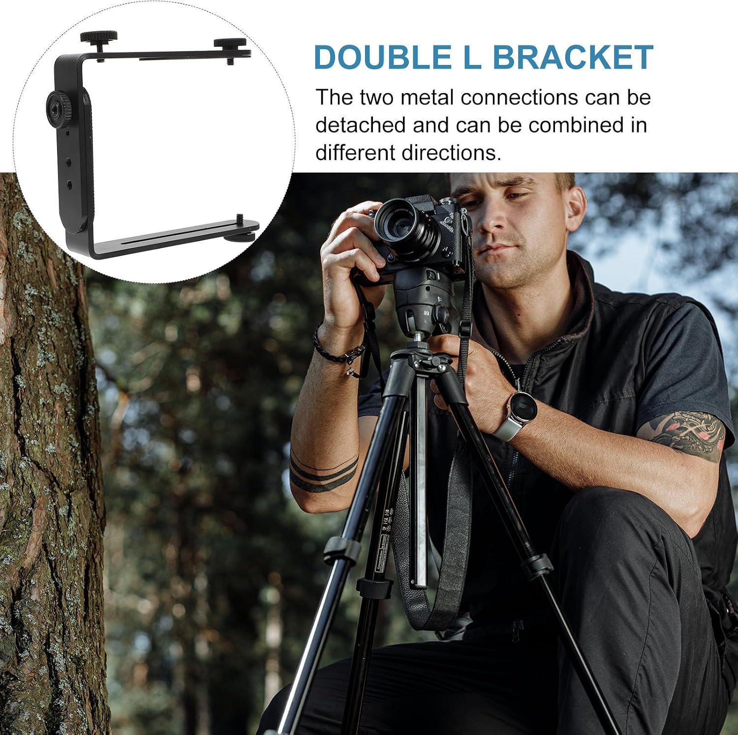 L Shaped Camera Bracket with 1/4 Inch Holes, Metal, Matte Black image 3