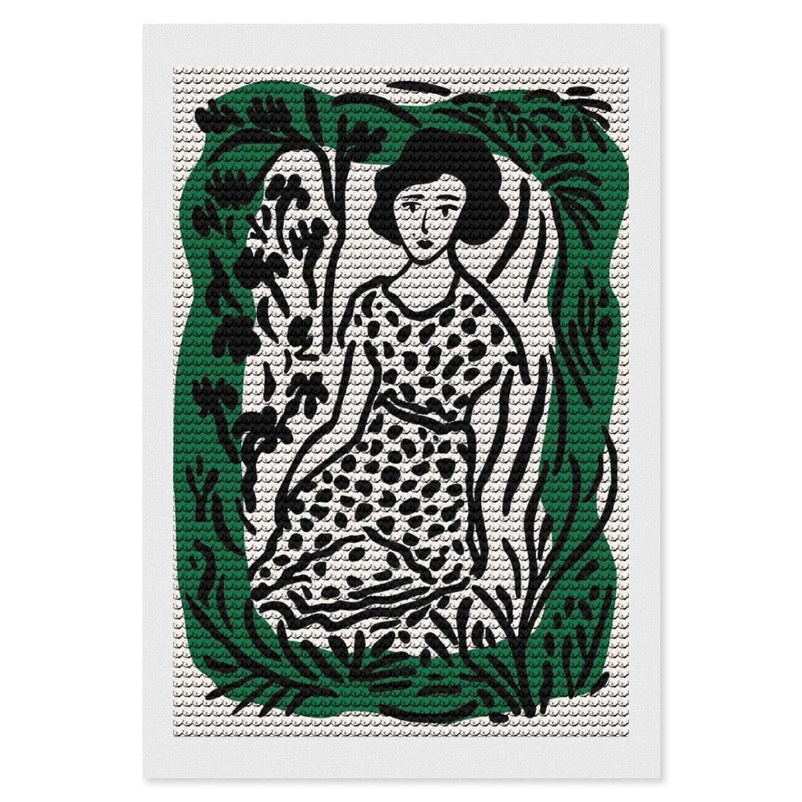 Junmoney Woman in The Garden Round Drill Diamond Painting 8"x12", for Women, Relaxing DIY Hobby, Bedroom Decor, Christmas Gift, Adhesive Canvas