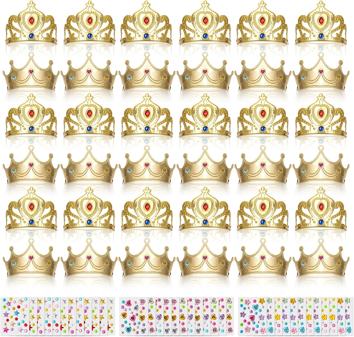 Bettoor 72 Pcs Foam Princess Crowns Set, Foam Crowns for Kids to Decorate, Crown Crafts for Kids to DIY Prince Crown Kit, Make Your Own Crowns with Rhinestone Stickers (36 Crown+36 Stickers)