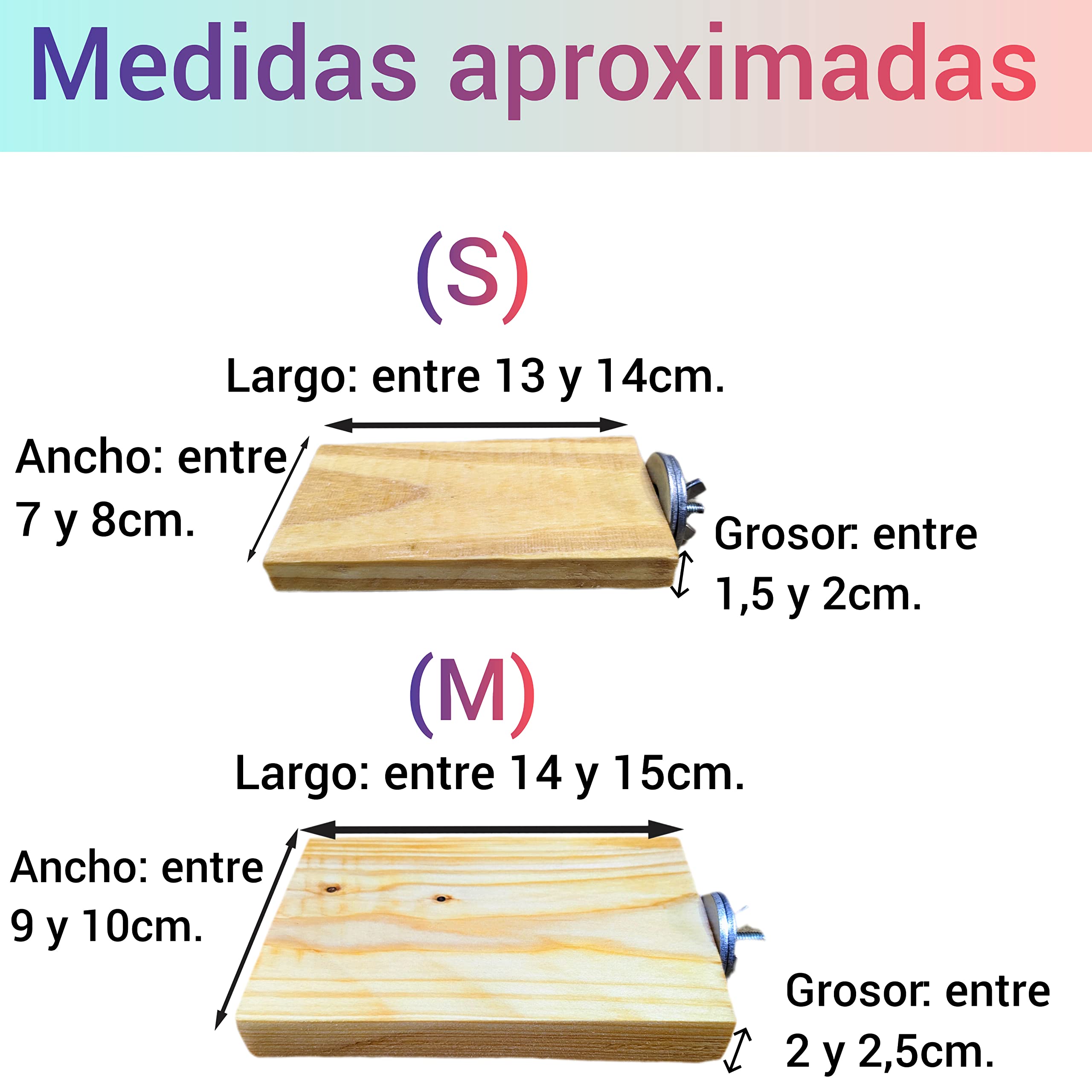 Percha de pino natural para jaulas de loros agaporni, ninfa, caique, cotorra, accesorio descanso de aves, plataforma zona comedero y juegos de pájaros, CALIDAD PREMIUM. (M, 1 und)