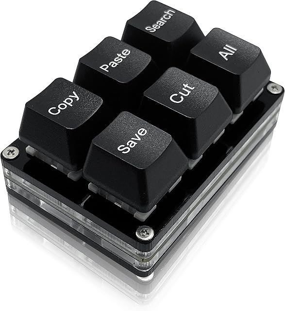 BTXETUEL Copier la recherche Colle Enregistrer Couper tout 6-Key Clavier un main OSU Clavier de raccourci mécanique programmable Macro clavier pour le travail et le jeu (noir)