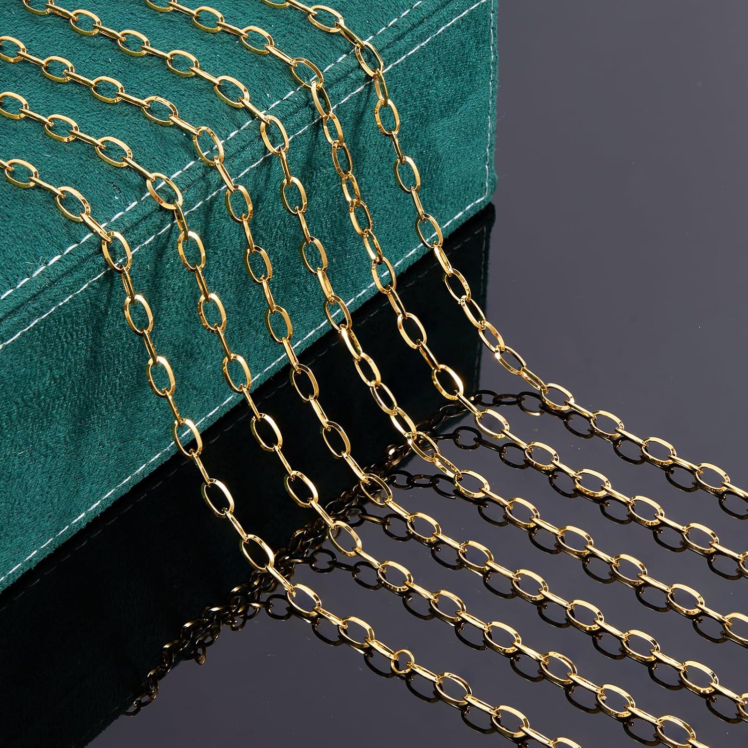 UMAOKANG 3 Meters 18K Real Gold Plated Stainless Steel Chain for Jewelry Making Oval Link Chains Bulk on Spool - Image 5