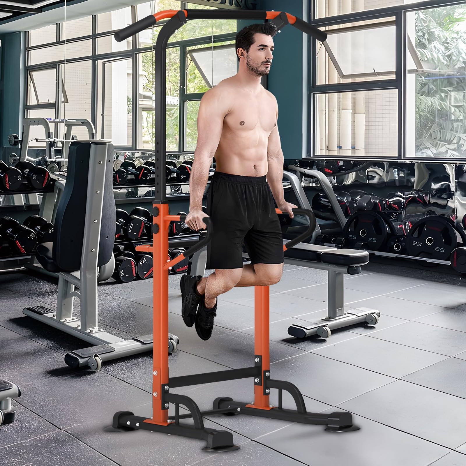 SogesPower Power Tower Station de traction et de dips réglable en hauteur pour entraînement de musculation à domicile