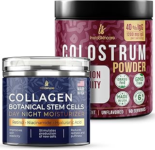 InstaSkincare Advanced Collagen Botanical Stem Cells Cream for Skin with Retinol, Niacinamide, Hyaluronic Acid - Bovine Co...