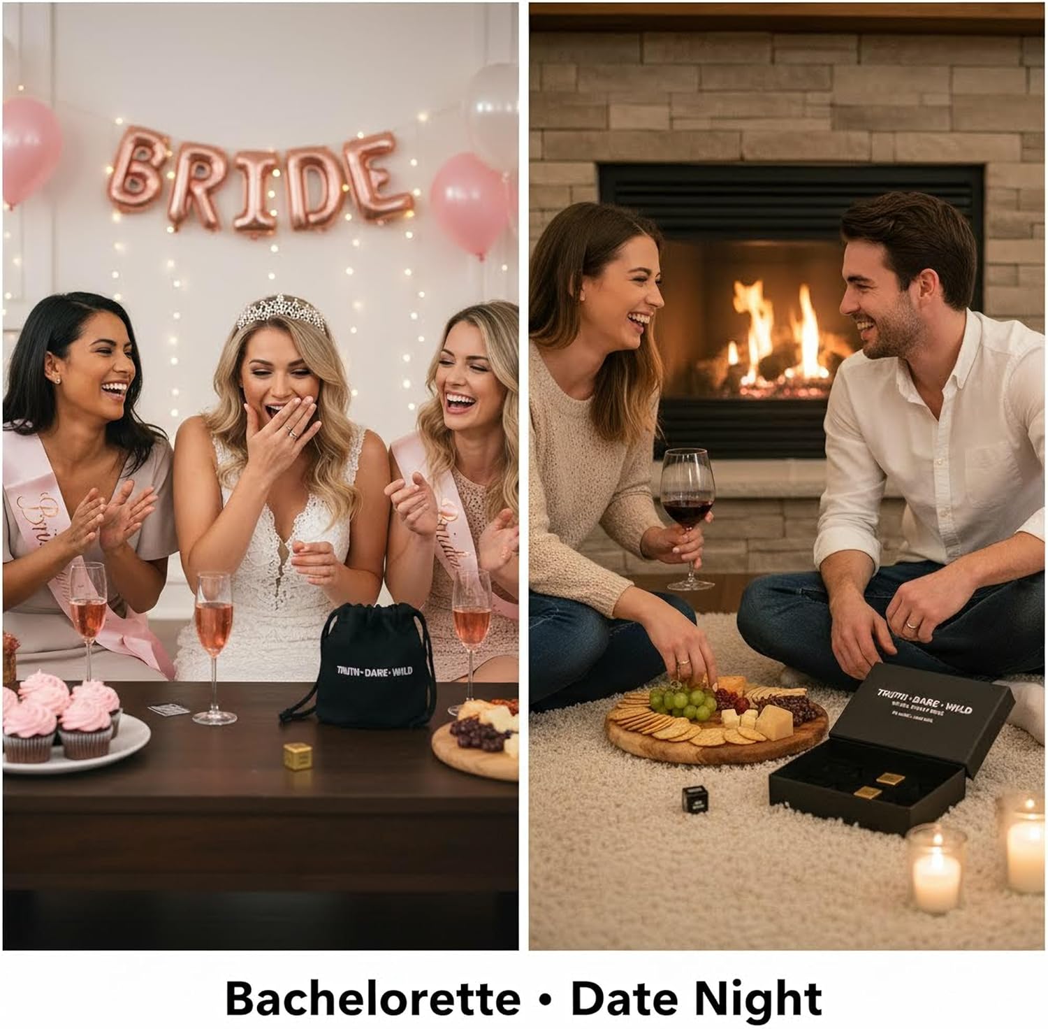 Truth or Dare Metal Dice Game for Adults – 8 Aluminum Dice Set with Wild Modifier System for Bachelorette Parties, Date Nights & Girls Night Out