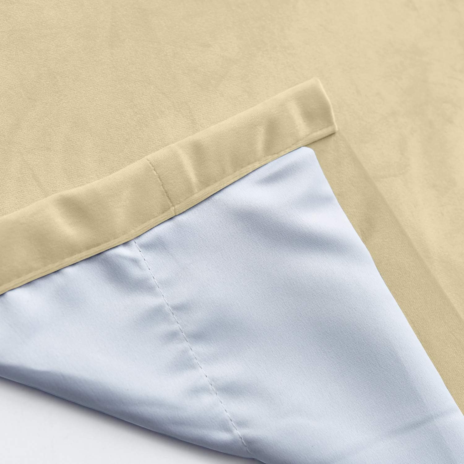 ChadMade Extra Wide Blackout Lined Premium Velvet Curtain Cream 120Wx84L Inch (1 Panel), Eyelet Grommet for Livingroom Bedroom Theater Studio, Leon Collection