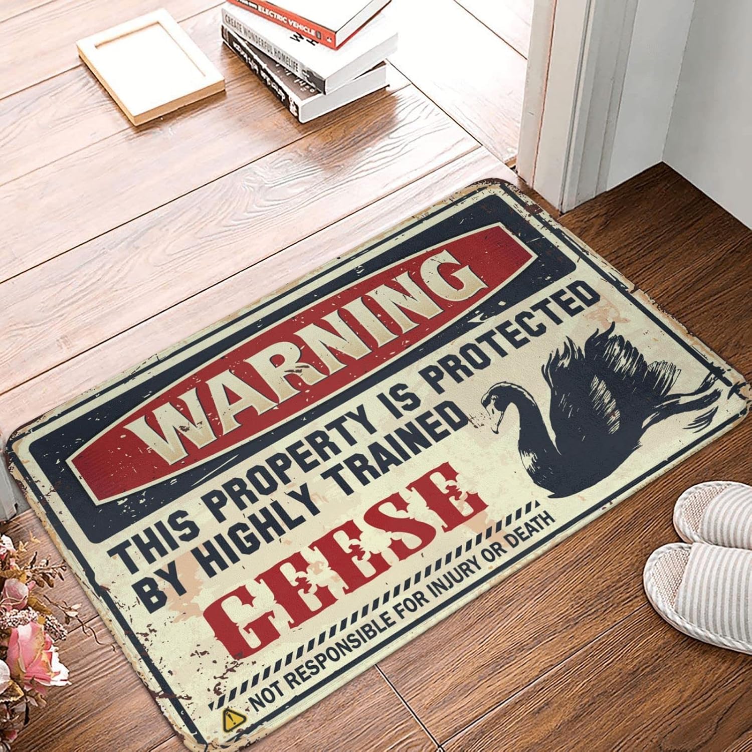 Large Welcome Mats for Front Door Warning This Property is Protected By A Highly Trained Geese Rug Teen Stuff Bedroom Door Decorations(50X80CM)