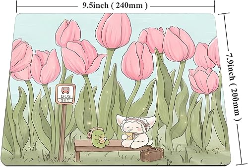 Miniatura 2 de Alfombrilla de mouse kawaii, linda alfombrilla de mouse de anime japonés de calle japonesa suave, color verde claro, alfombrilla cuadrada