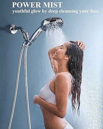 Miniatura 3 de BOWGER Cabezal de ducha de mano multifunción de alta presión con 7 modos, lavado eléctrico integrado para limpiar la bañera, azulejos y mascotas,