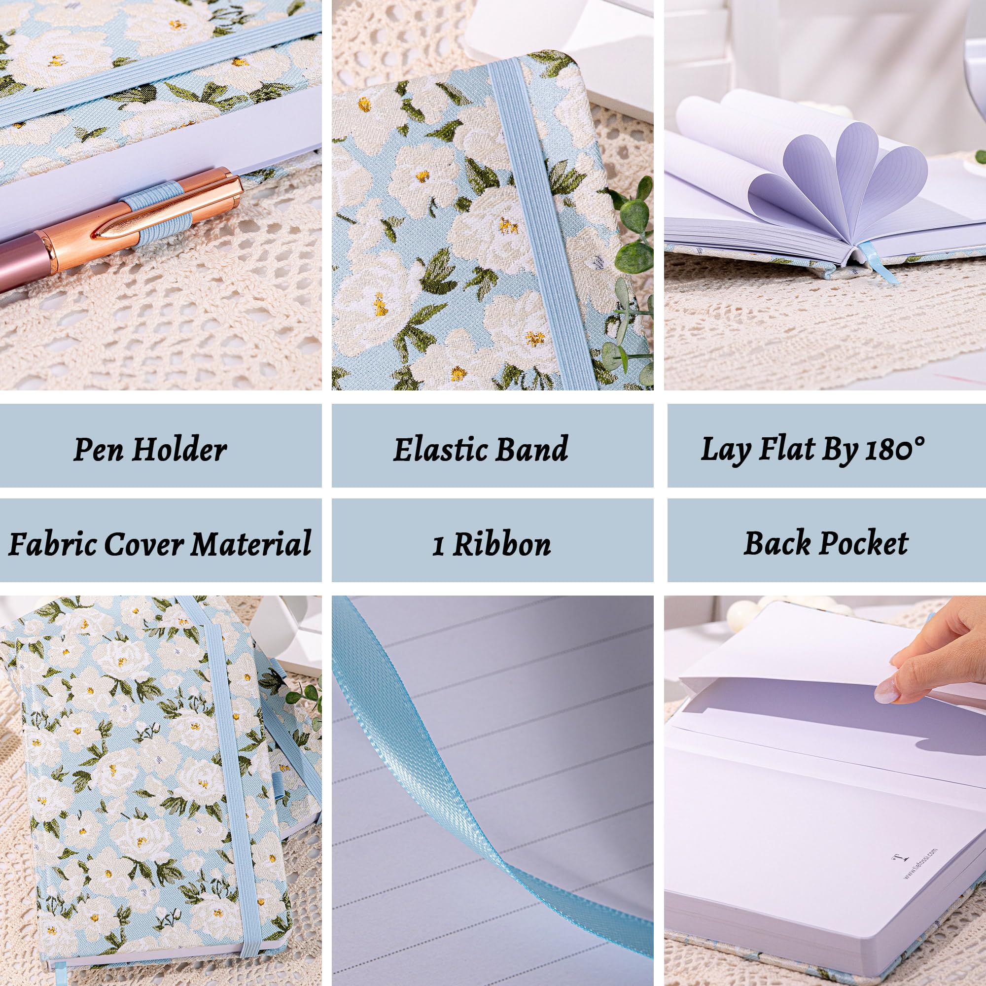 TIEFOSSI Lined Journals for Writing Aesthetic Floral Notebook College Ruled Notebook A5 Hardcover Notebooks for Women & Girls - Image 3