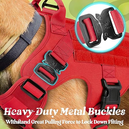 Miniatura 4 de rabbitgoo Arnés táctico para perro grande, arnés resistente con asa, chaleco de servicio sin tirones para razas grandes, chaleco militar ajustable