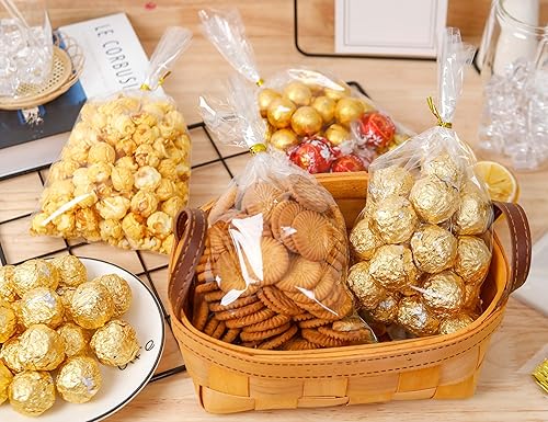 Miniatura 5 de Bolsa de celofán, 100 bolsas de golosinas de 6 x 10 pulgadas con lazos, bolsas de plástico transparente para embalaje, regalo, galletas, dulces,