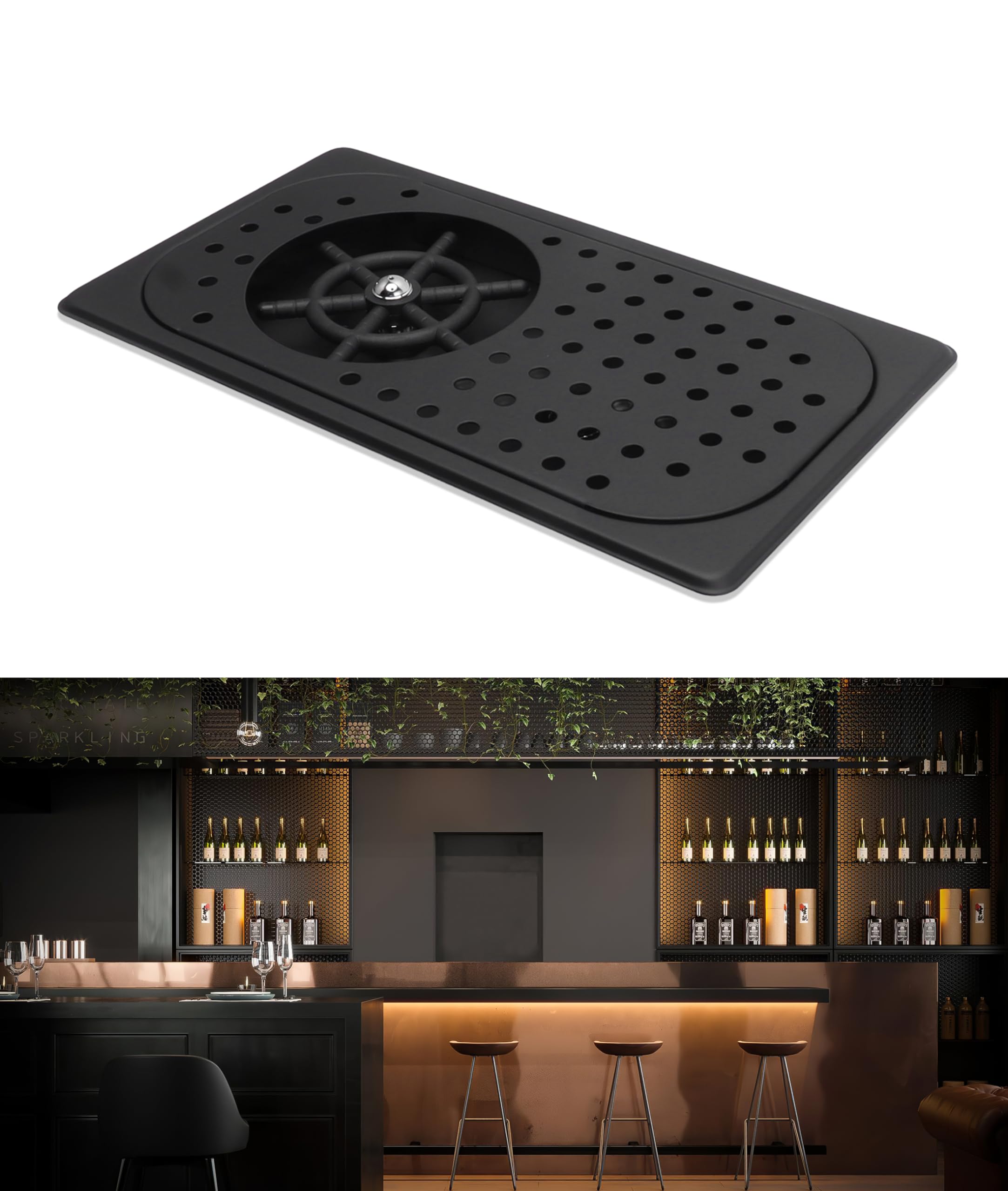 Stainless Steel Kettle Rinser, Stylish and Durable High Pressure Cleaning Bar Glass Raccoon Rinser with Drain Drip Tray Hose Glass Rinser for Bars Coffee Shops etc