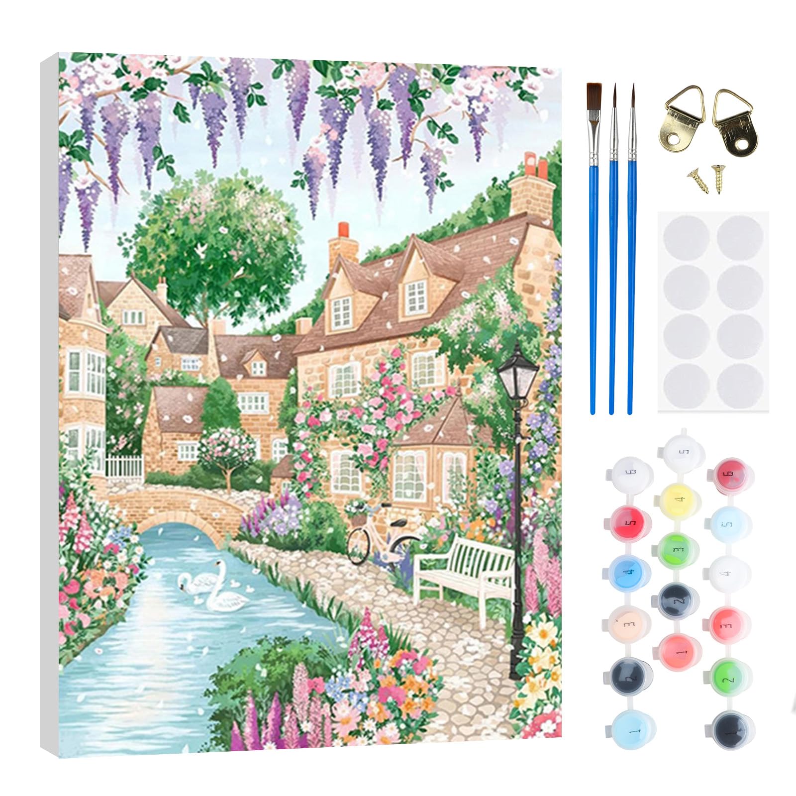 RICUVED Houses Paint by Numbers Kit with Frame for Adults 20x30cm — image 1
