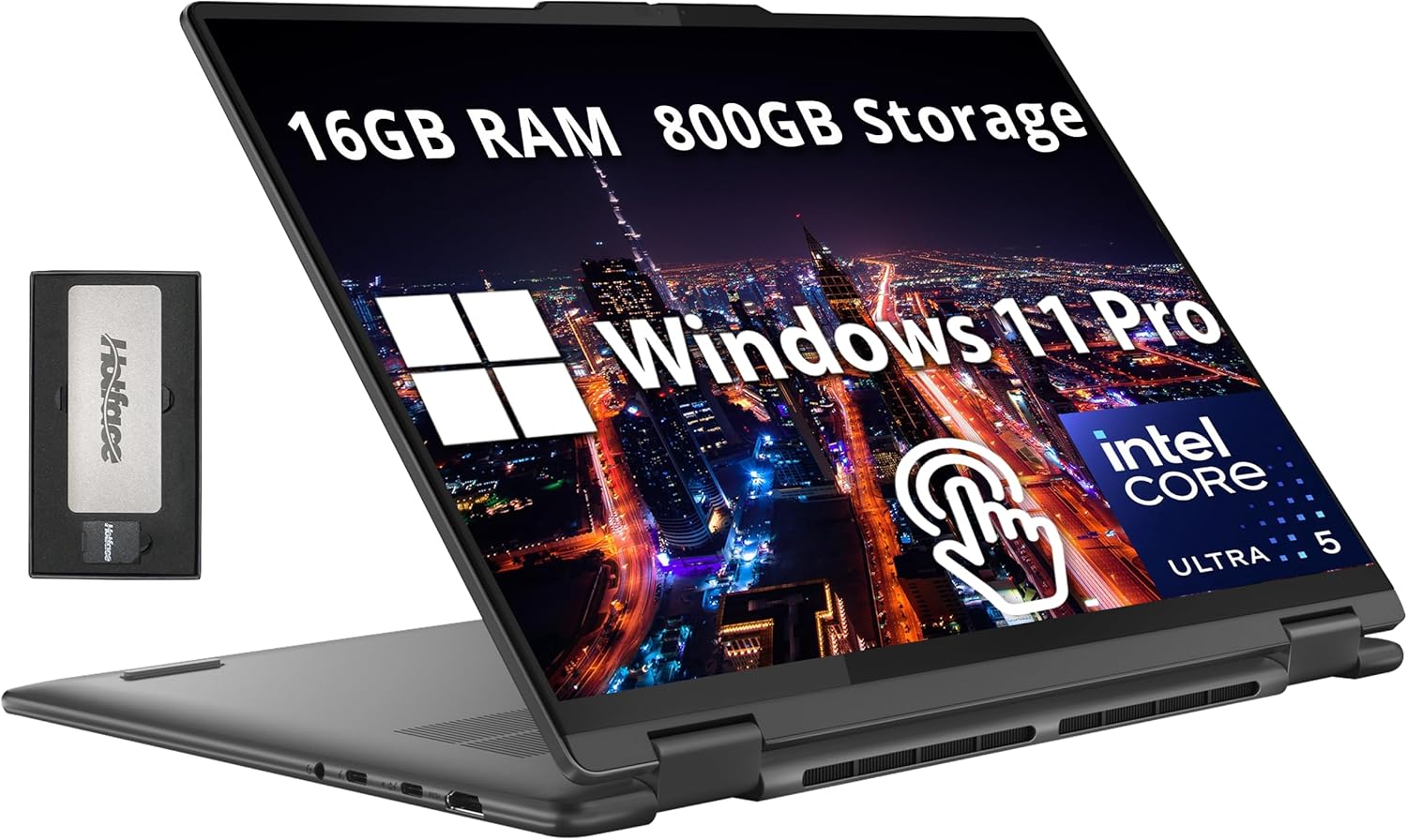 Lenovo Yoga 7i 2-in-1 16" 2K Touchscreen Laptop, Intel Ultra 5 125U, 16GB LPDDR5X, 800GB Storage (512GB SSD +288GB Docking Station Set), Backlit Keyboard, Fingerprint Reader, WiFi 6E, Win 11 Pro, Grey
