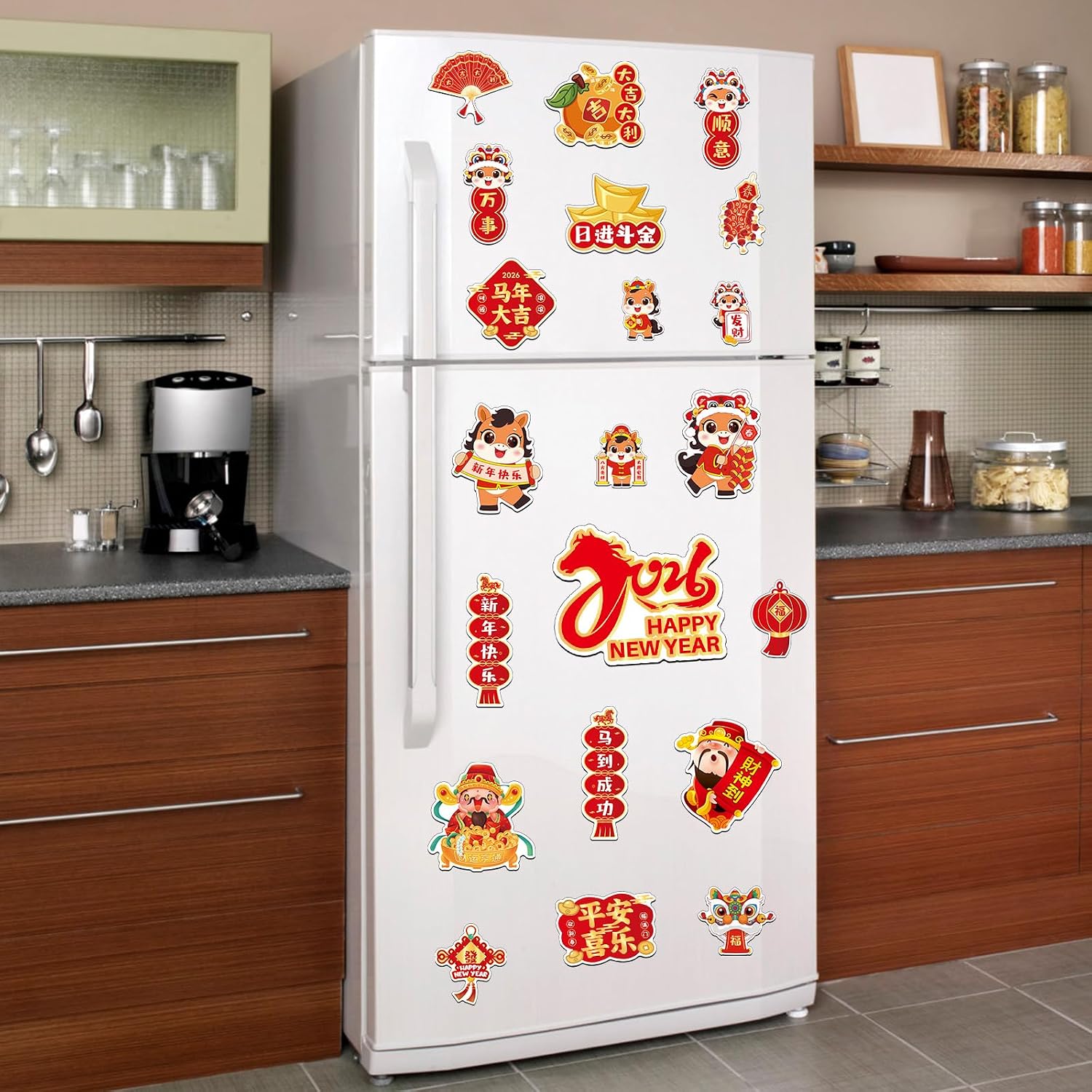 25Pcs Chinese New Year Refrigerator Magnets, Cute Lunar New Years Fridge Magnets Year of The Horse Magnet Stickers for 2026 Spring Festival Car Mailbox Fridge Door Locker Cabinets Home Decor image 2