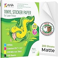 Vista 9 de Papel adhesivo de vinilo para imprimir para impresora láser - Blanco brillante - 15 hojas autoadhesivas - Papel impermeable para adhesivos