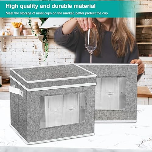 Miniatura 8 de Contenedores de almacenamiento de China  Caja de almacenamiento para copas de vino y taza de café con divisores, recipientes de almacenamiento de