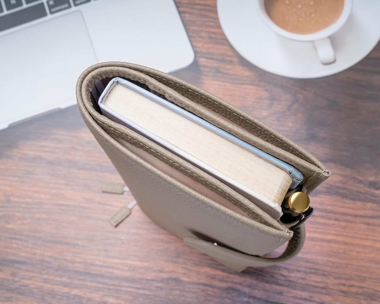 Genuine Leather Cover for Hobonichi Weeks/Weeks Mega with Pen Loop, Card Slots, Back Pocket, and Bookmarks, Multi-functional (Taupe)