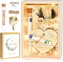 TUZELIYA Hochzeitsgeschenke für Brautpaare, Geldgeschenk Hochzeit, Hochzeitsgeschenk, inklusive Holzbox, Kunststoff Reagenzglas, Lichterketten, Herzförmiges Holzbrett und weiteren liebevollen Details