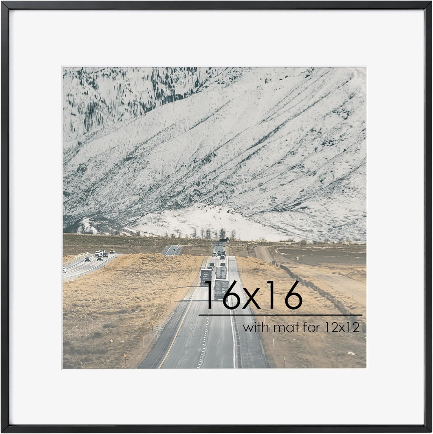 (Similar)16x16 Metal Square Picture Frame For Wall With Mat For 12x12, 16''x16'' Aluminum Photo Frames With Tempered Glass For Home Decor, Minimalist Modern Poster Frame Horizontally Vertically, Black Black 16''x16''-1P Real Glass