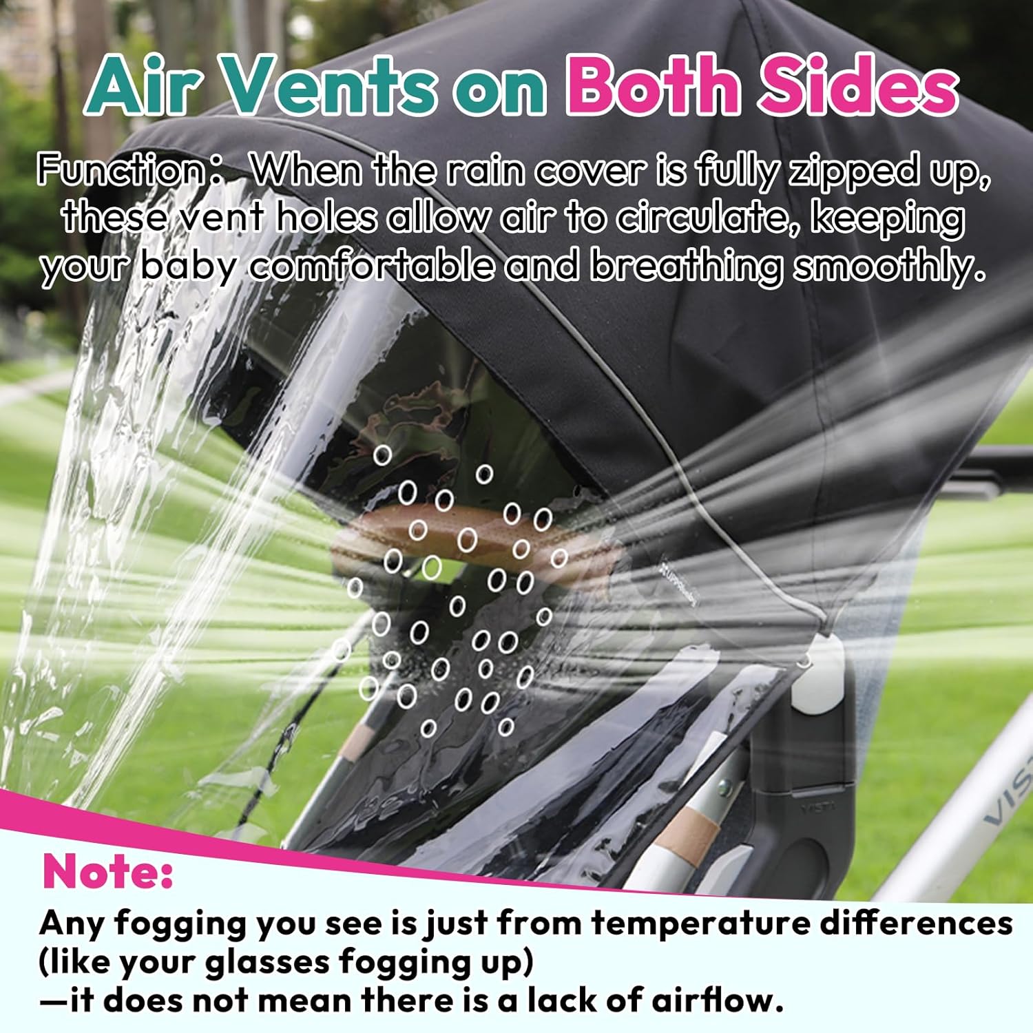 Performance Rain Shield, Rain Cover Fits for UPPAbaby Vista/Vista V2/Vista V3/Cruz/Cruz V2 Stroller, Protect from Wind/Rain/Snow/Dust, Air Vent Hole, Window with Zipper, Stroller Accessories