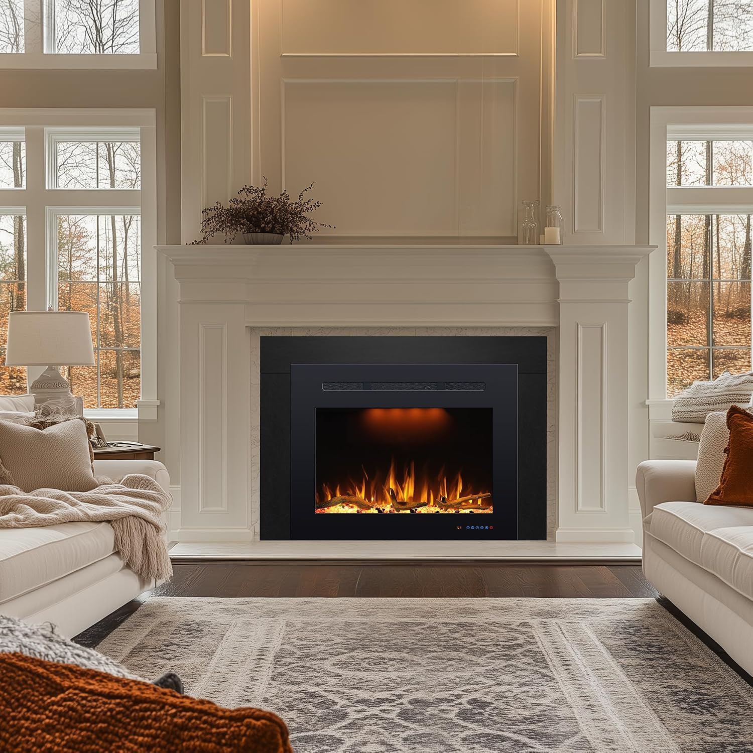 Prismaster Trim Kit for 30.3" W Electric Fireplace Insert, Metal Structure, Covering Gaps