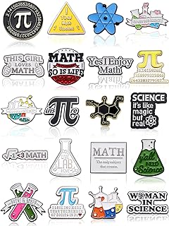 Kigeli 20 Pcs Science Pin Math Brooches Sign Badge Pin Cute Kawaii Chemistry Science Jewelry Cartoon Back to School Gift Lapel Laboratory Badges for Girls Boys Women Men