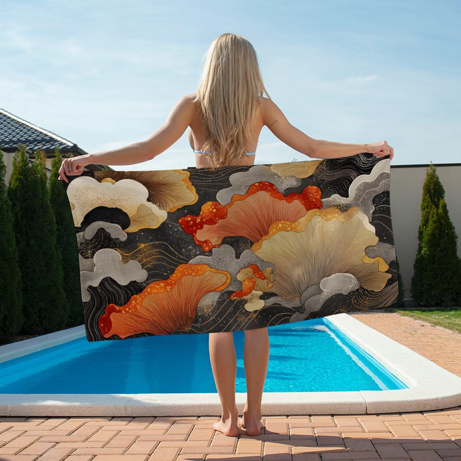 YJ-274 Bardzo duży ręcznik z mikrofibry, 100 x 220 cm, szybkoschnący ręcznik z mikrofibry, bez piasku, plażowy, lekki, podróżny, kompaktowy ręcznik kempingowy z torbą do przechowywania, chłonny, dla