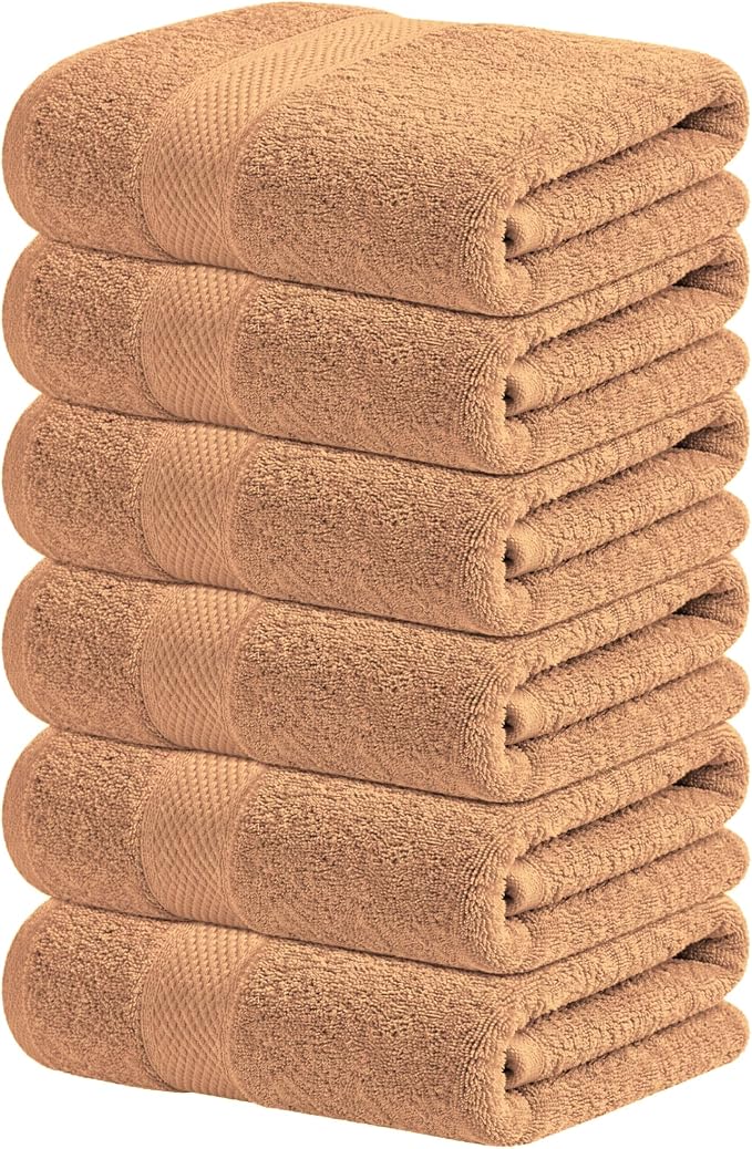 Infinitee Xclusives Gray Hand Towels for Bathroom - Set of 6 (16x28 inches) 600 GSM, 100% Cotton Ultra Soft, Quick Drying, Hotel Quality Hand Towel Set (Charming Grey, Hand Towels)