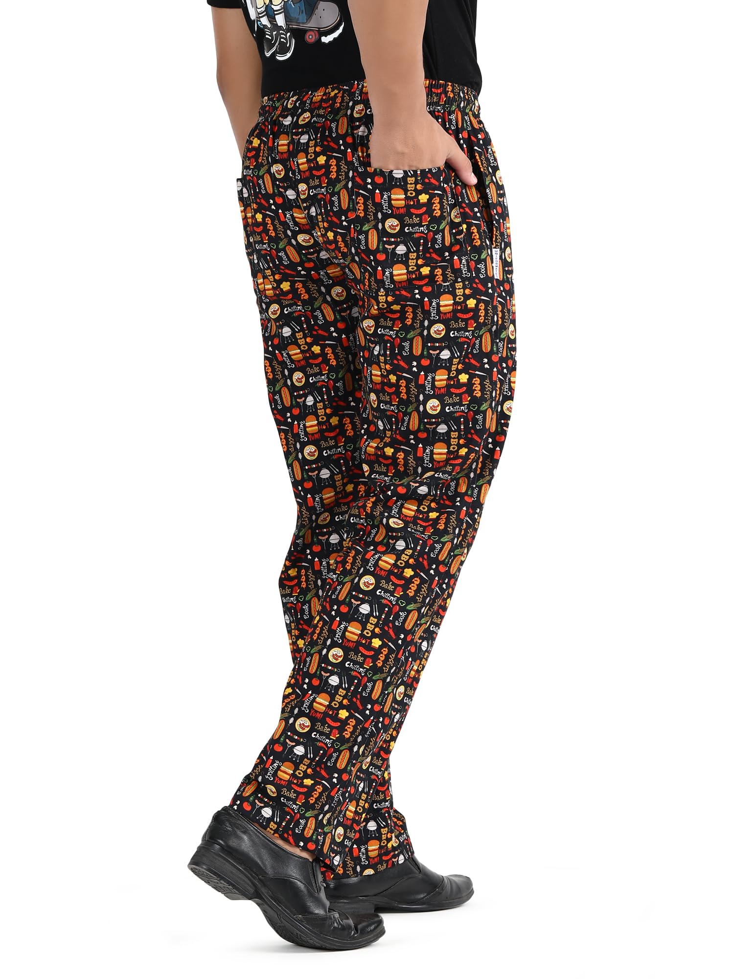 Pantalones unisex estampados 100 % algodón para hombre y mujer, pantalones de chef con cordón para servicio de alimentos, panaderos y profesionales culinarios
