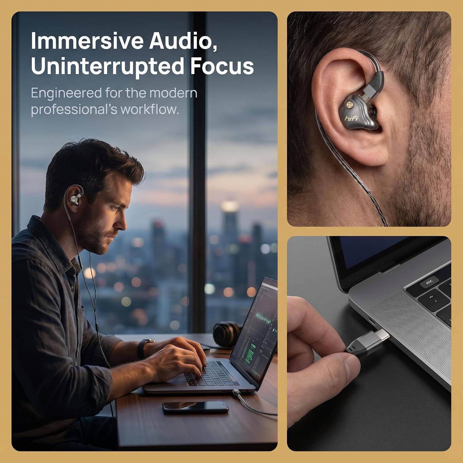 3.5mm Wired IEM Earbuds with Mic, 10mm Driver, Detachable Cable image 3