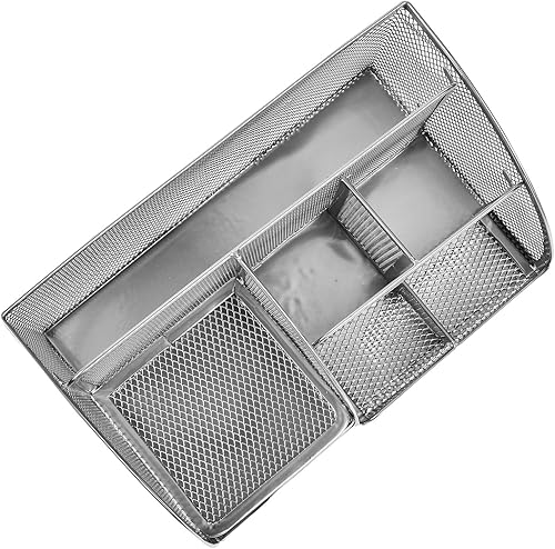 Miniatura 9 de Organizador de escritorio de malla de alambre con 6 compartimentos para suministros de oficina con cajón adicional, paquete adicional de 100 notas