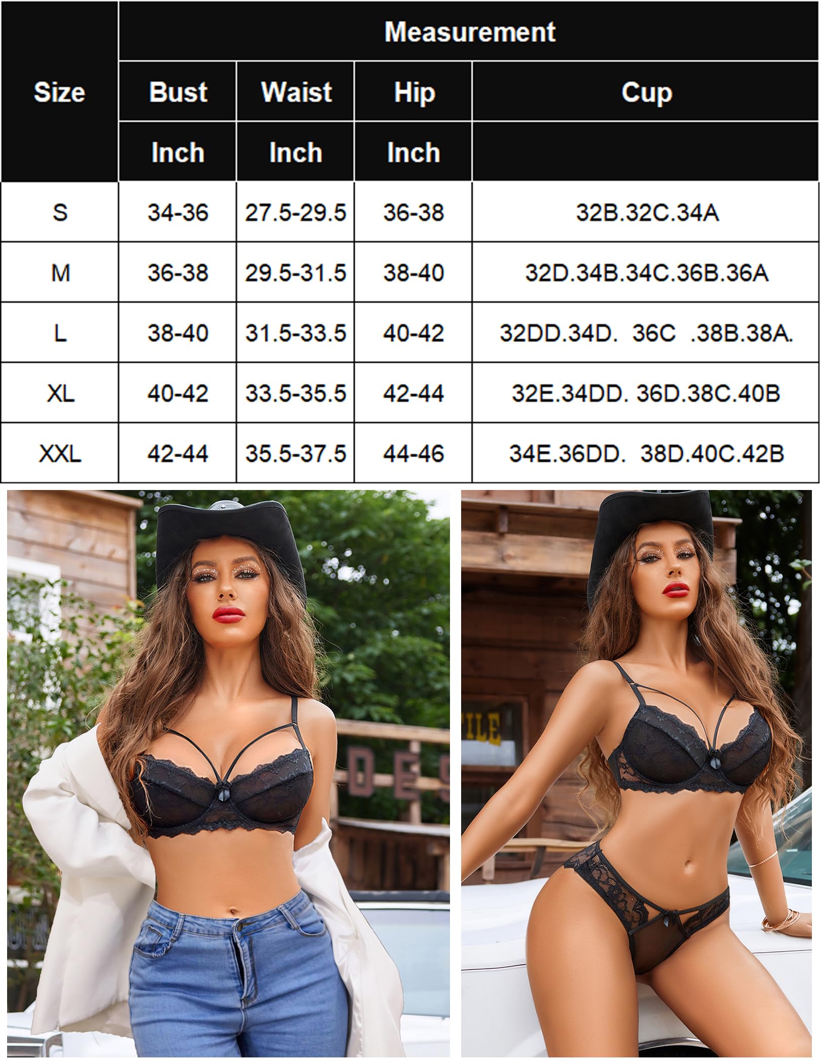 Avidlove Koronkowy komplet bielizny dla kobiet seksowna bielizna biustonosz z fiszbinami i majtkami push up dekolt w serek Babydoll